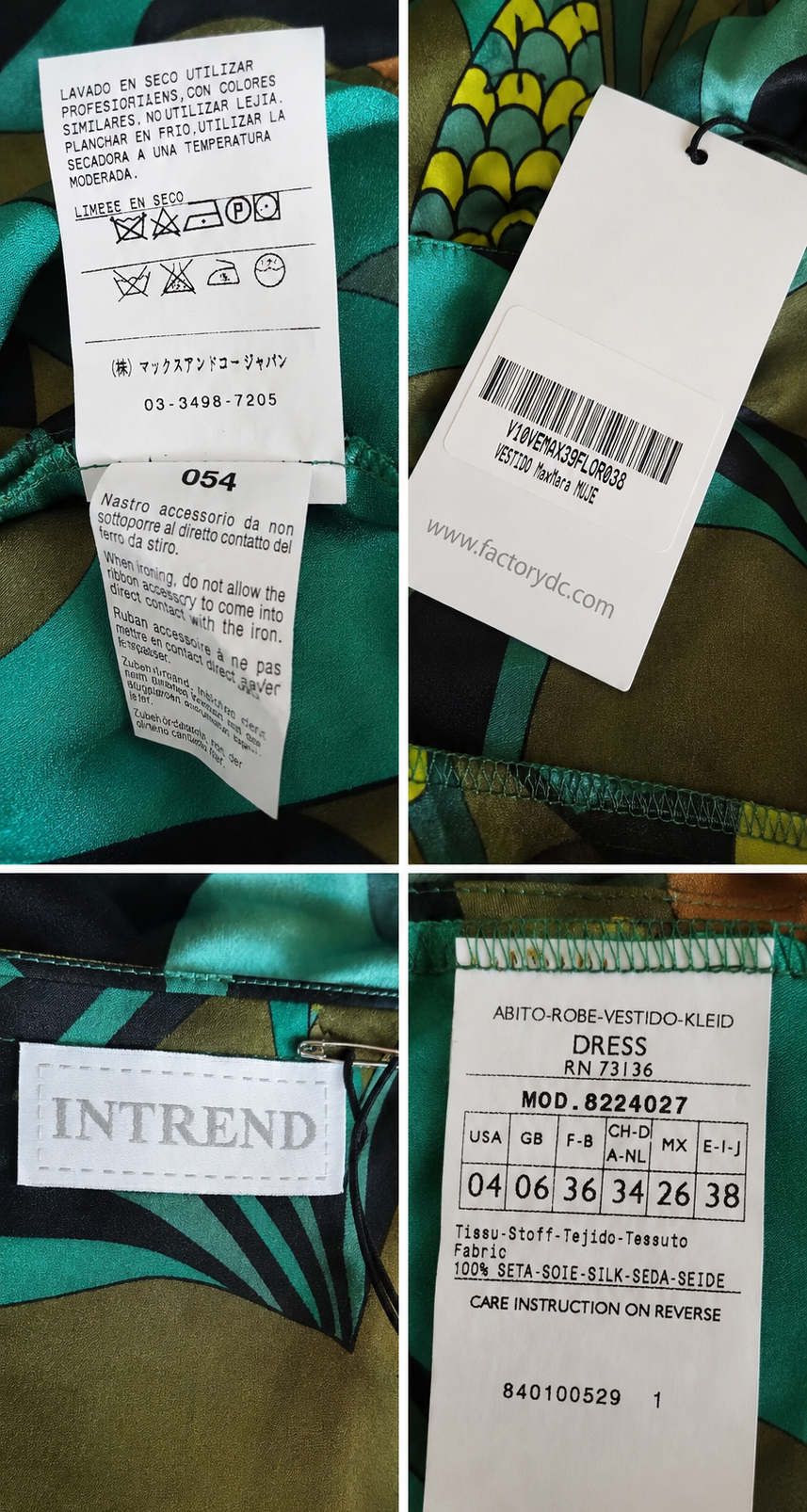 Vestido seda Max Mara Group • Talla XS