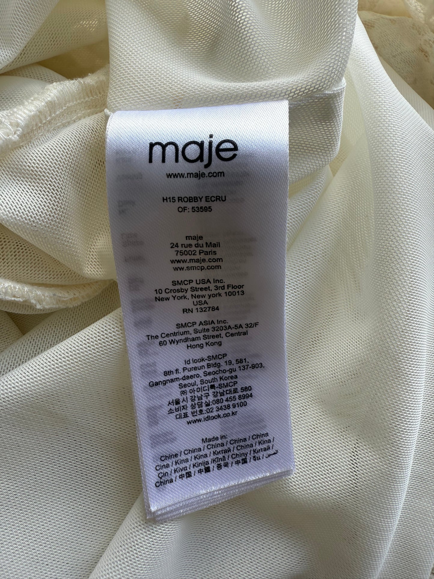 Vestido encaje Robby Ecru Maje • Talla S