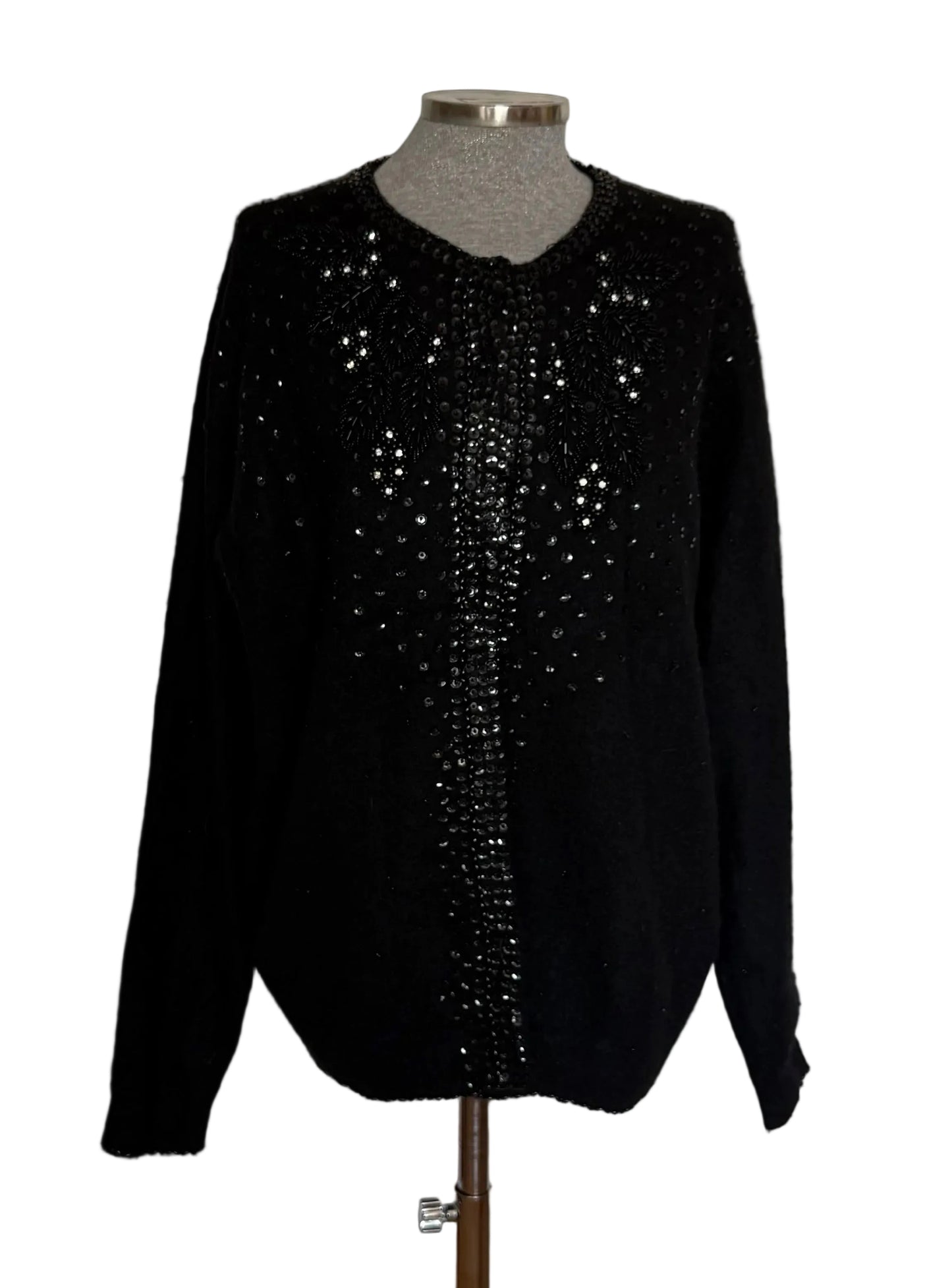 Chaqueta vintage bordada a mano lana angora • Talla XXL