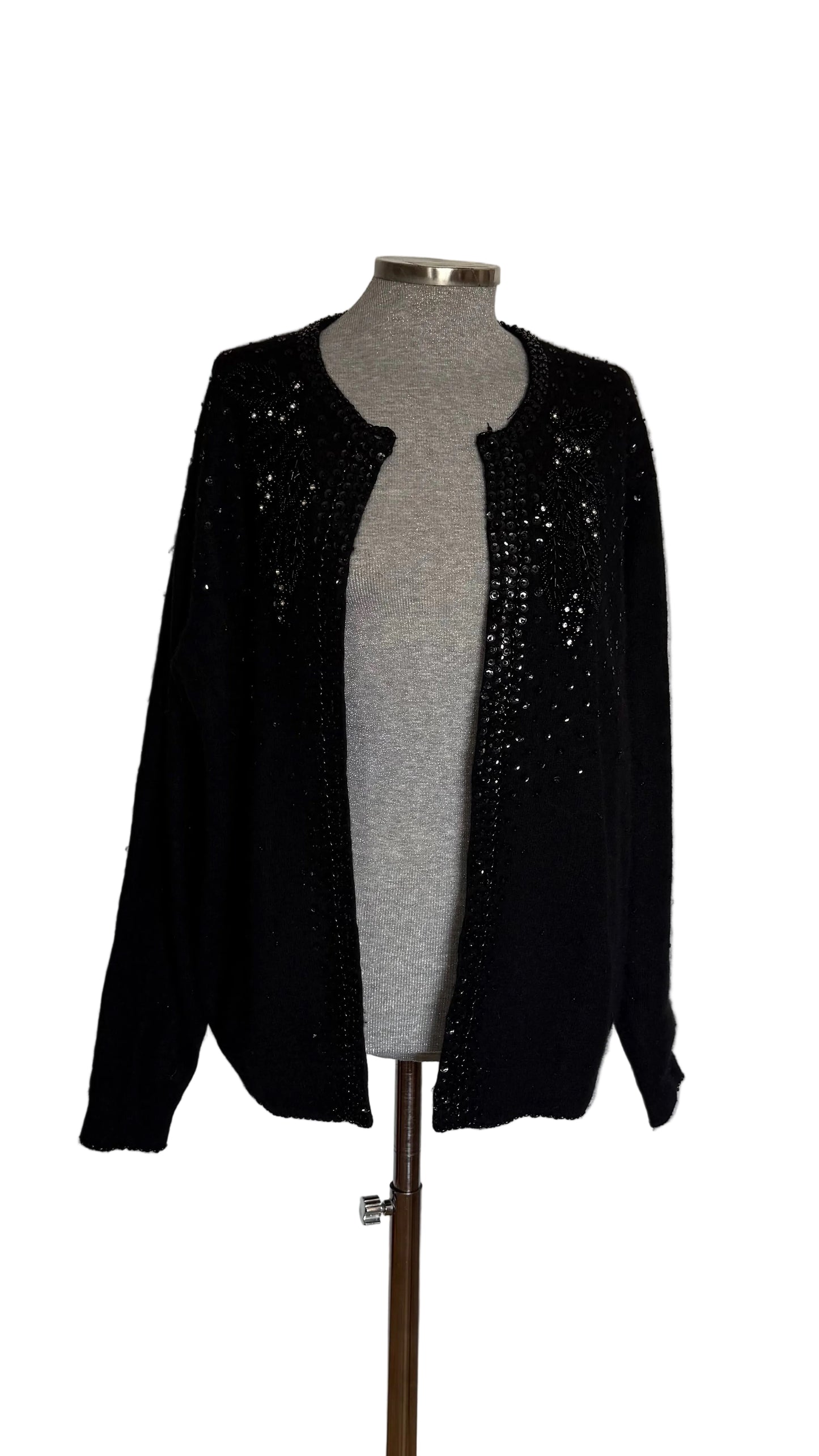 Chaqueta vintage bordada a mano lana angora • Talla XXL