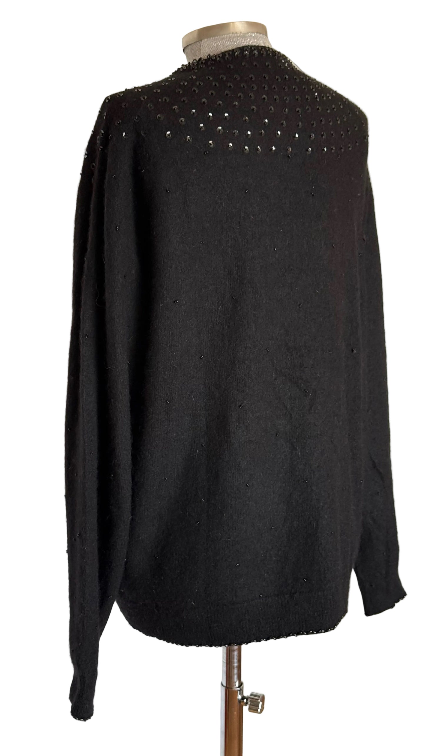 Chaqueta vintage bordada a mano lana angora • Talla XXL