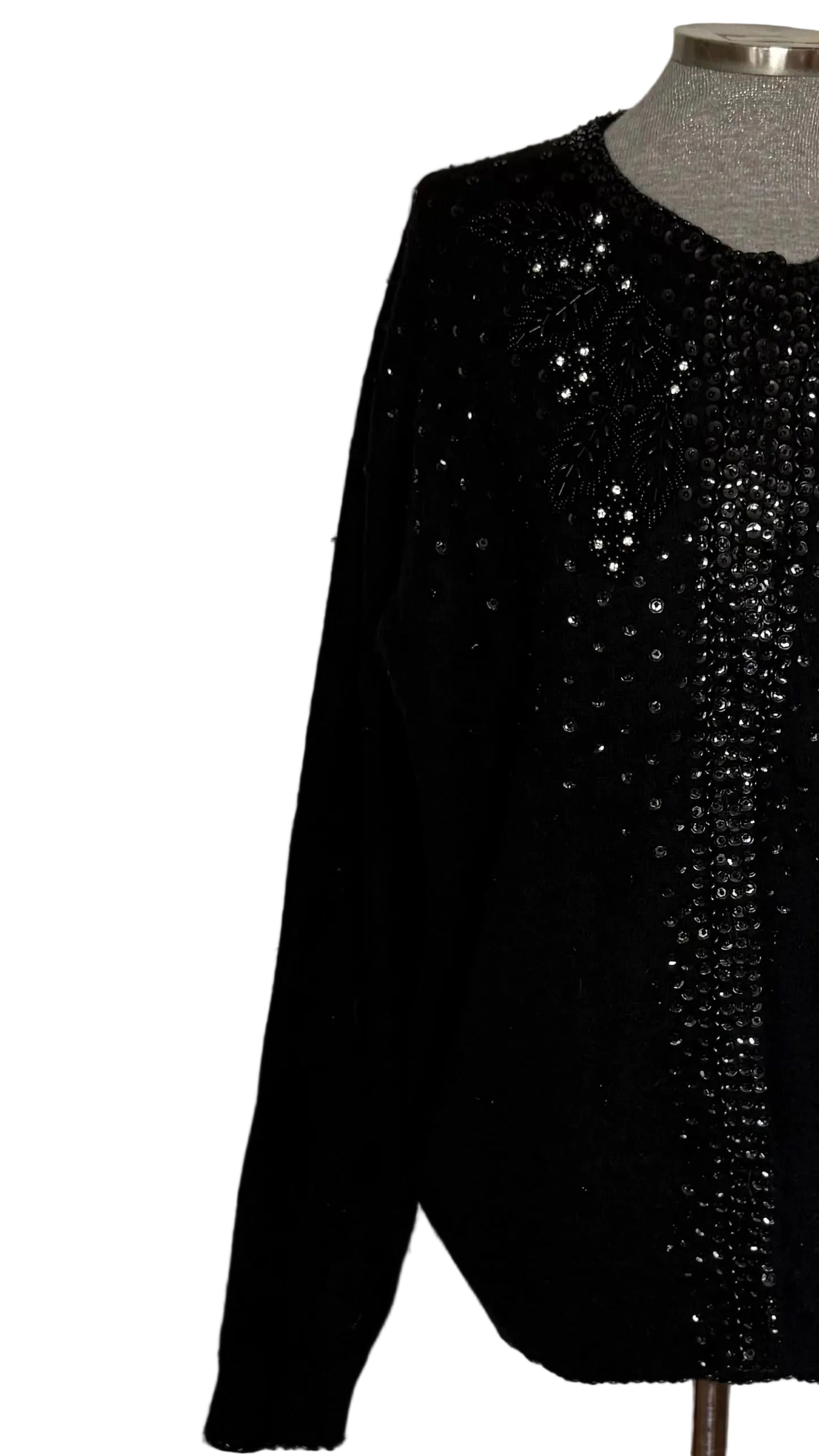 Chaqueta vintage bordada a mano lana angora • Talla XXL