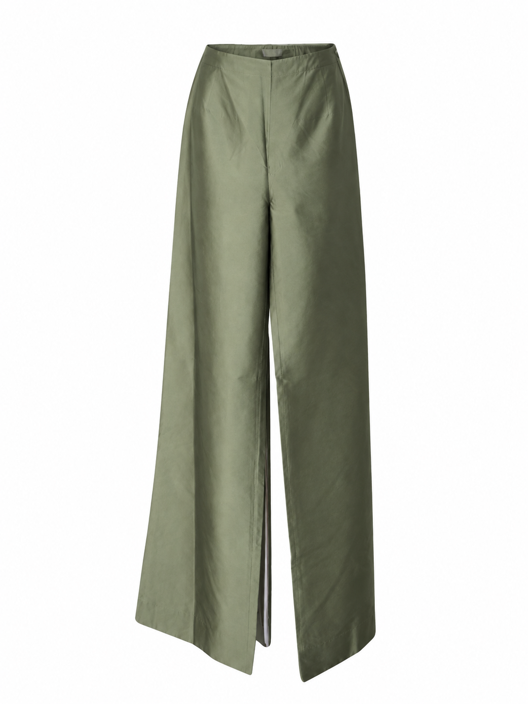 Pantalón Palazzo seda Max Mara verde oliva • Talla M