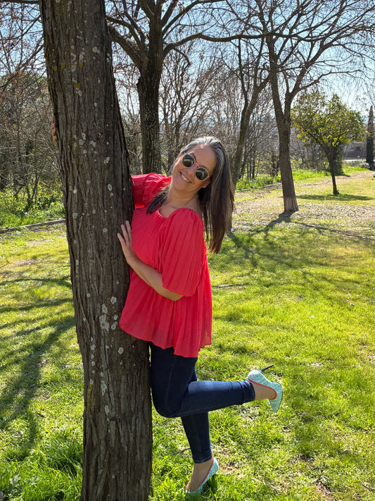 Blusa plisada coral Sézane • Talla XL