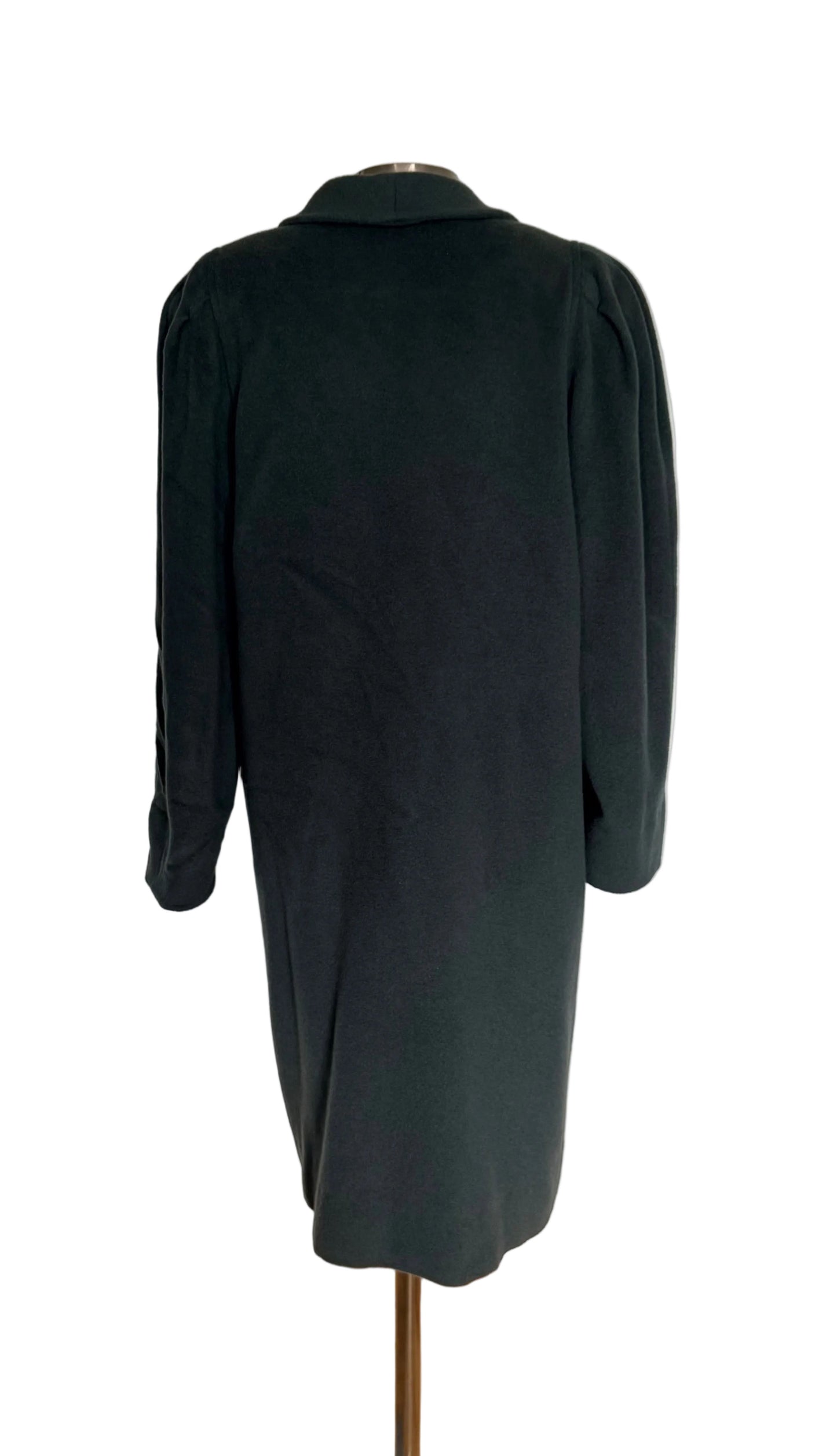 Abrigo vintage cashmere, mohair y lana verde grisáceo • Talla XL