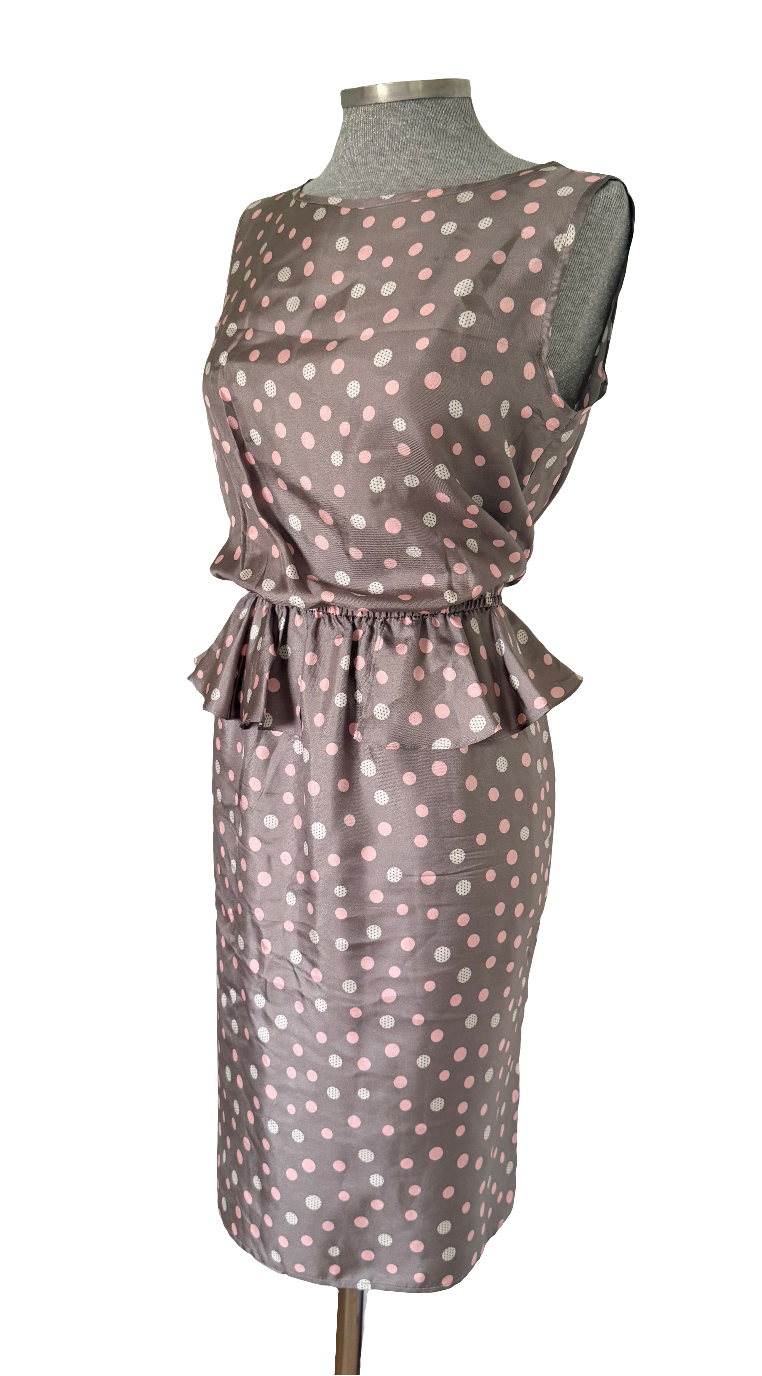 Vestido seda péplum Dolores Promesas Earth • Talla M