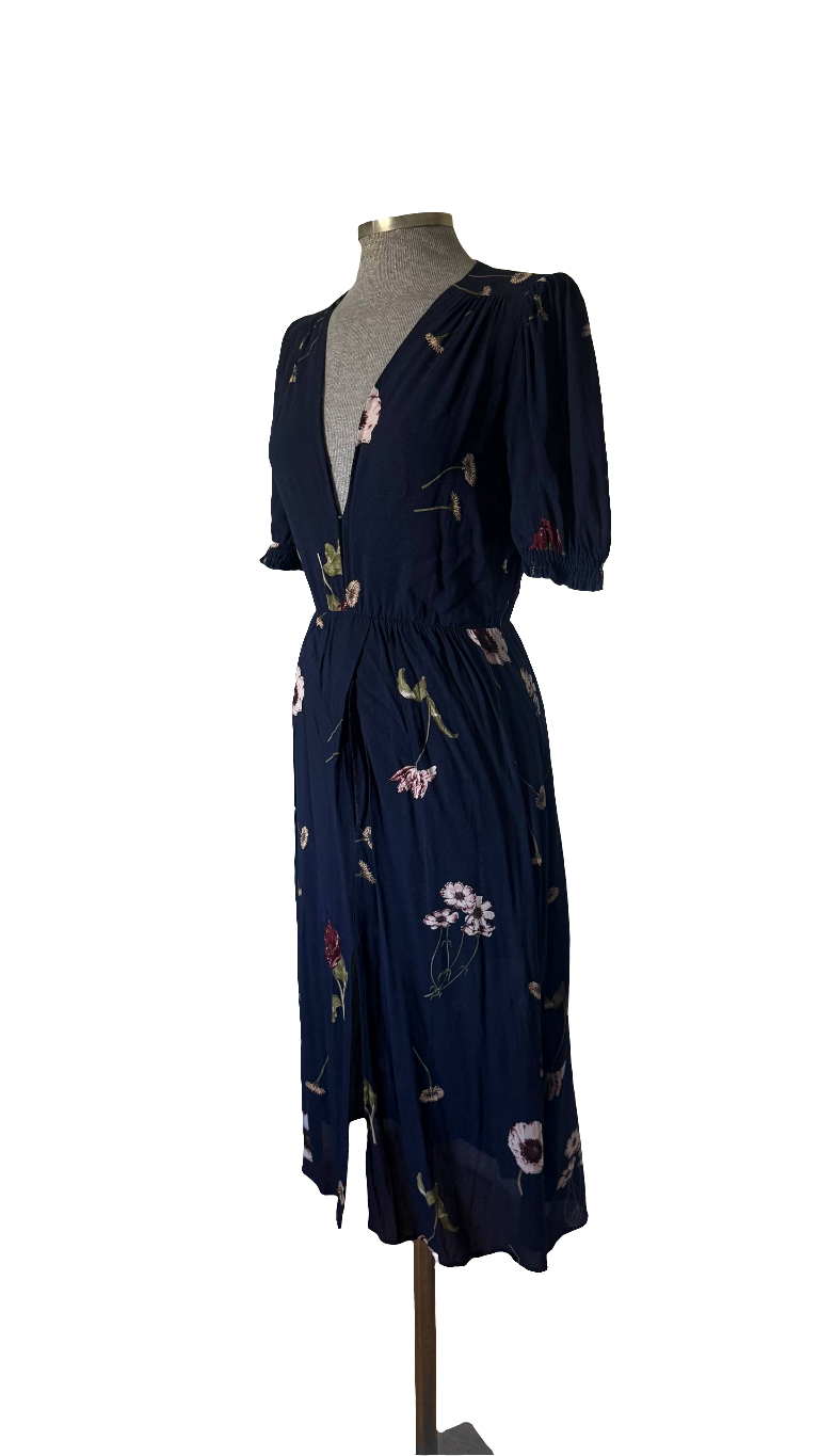 Vestido floral azul marino Reformation • Talla S