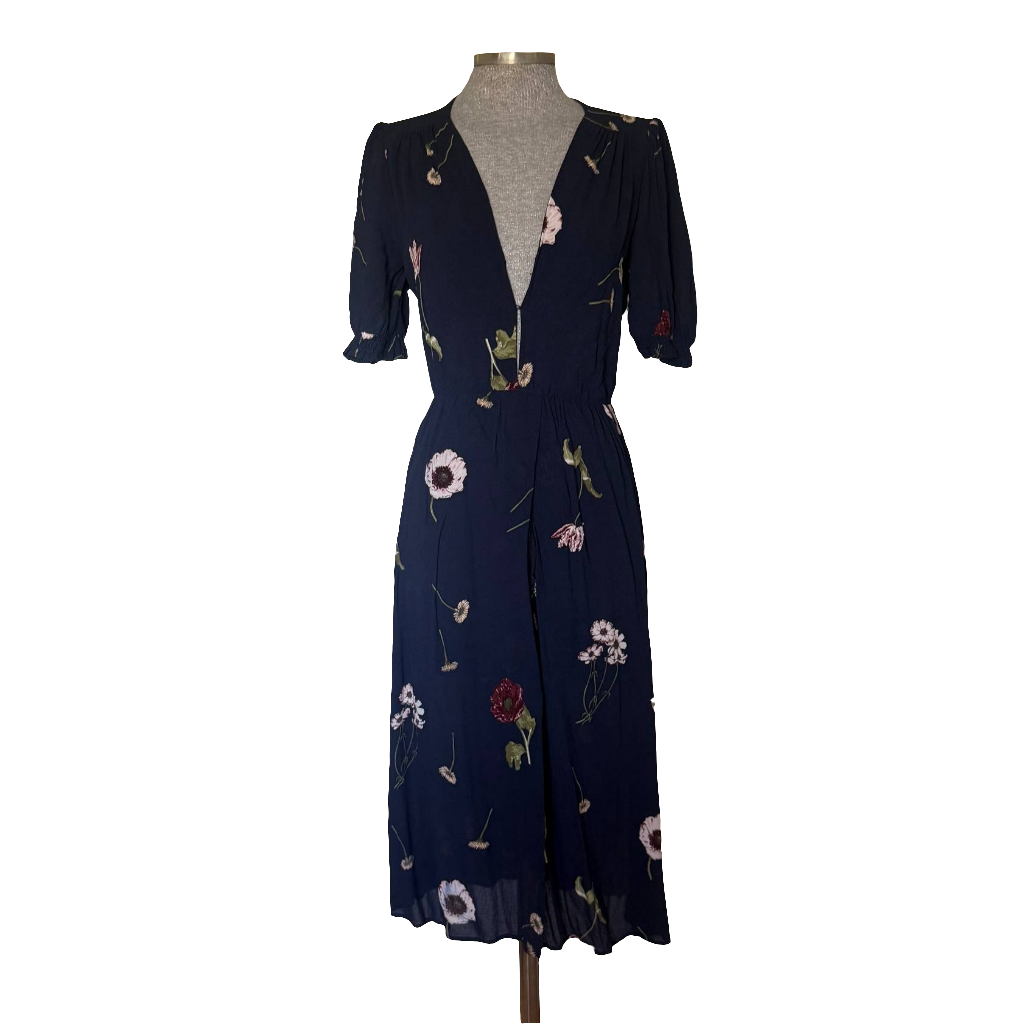 Vestido floral azul marino Reformation • Talla S