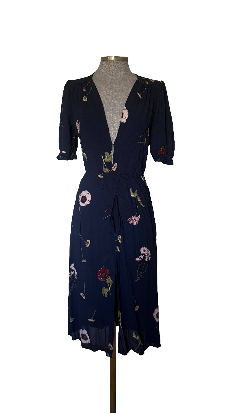 Vestido floral azul marino Reformation • Talla S