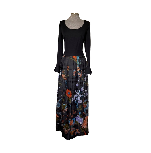 Vestido largo estampado oriental • Talla L