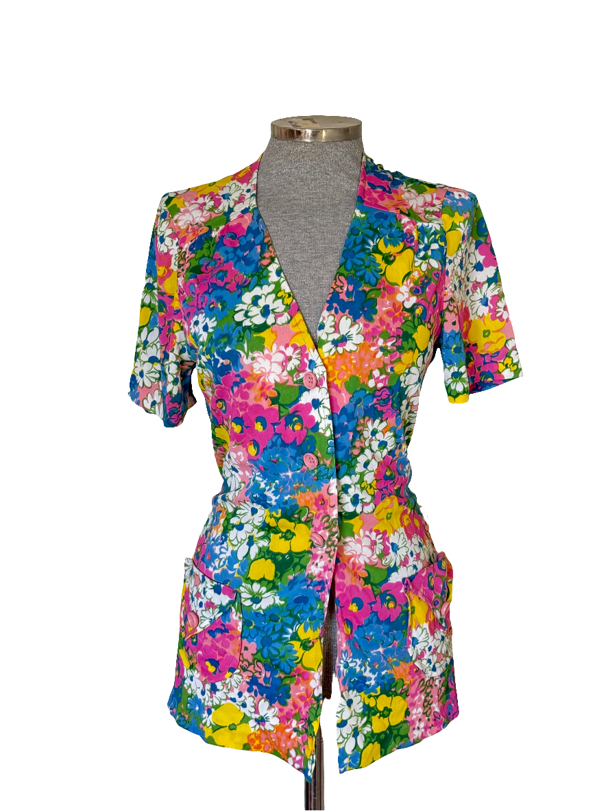 Chaqueta vintage floral Maille France • Talla M