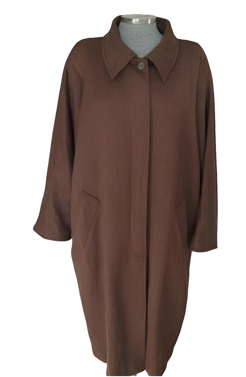 Abrigo largo marrón lana virgen Max Mara • Talla L