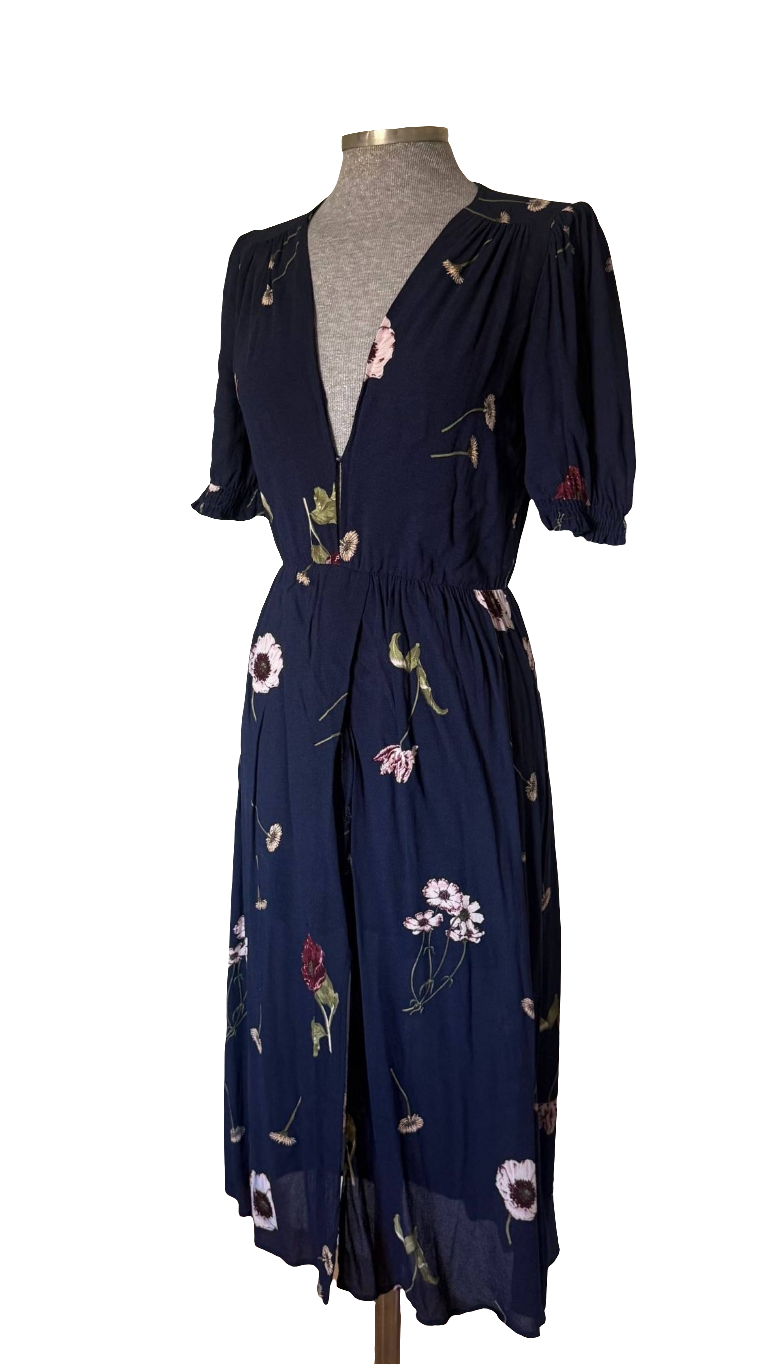Vestido floral azul marino Reformation • Talla S
