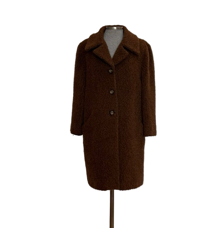 Abrigo lana y alpaca canela vintage Alba Conde • Talla L