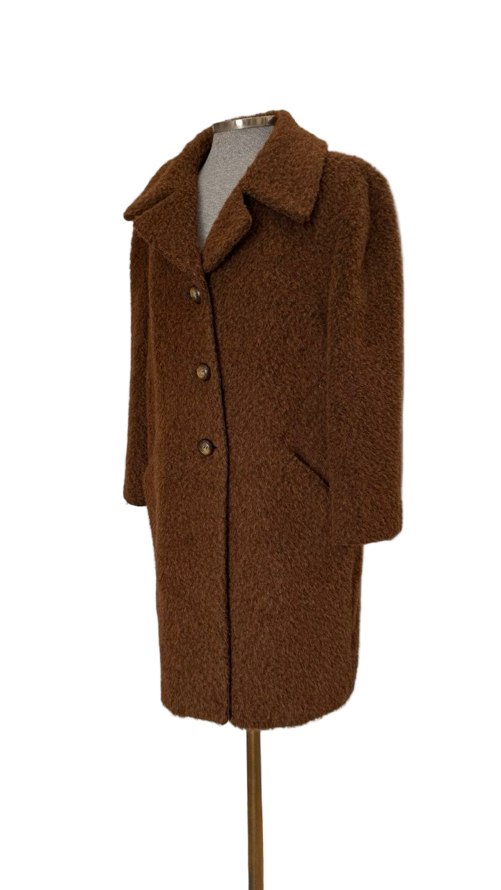 Abrigo lana y alpaca canela vintage Alba Conde • Talla L