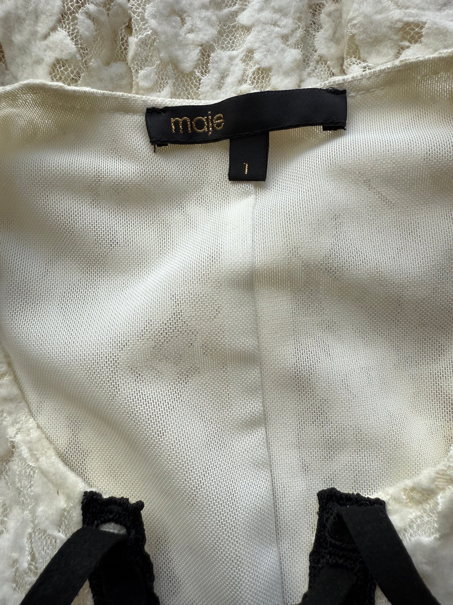 Vestido encaje Robby Ecru Maje • Talla S