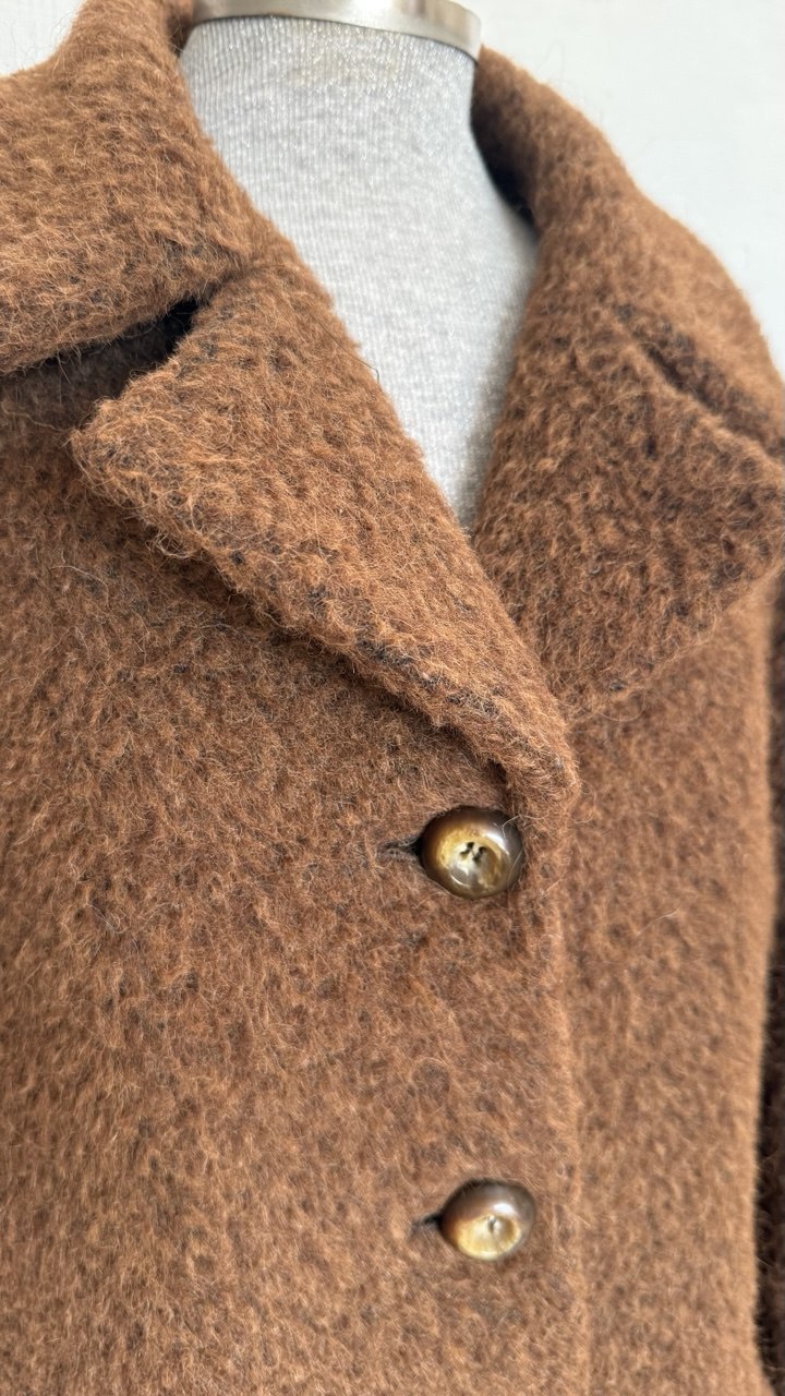 Abrigo lana y alpaca canela vintage Alba Conde • Talla L