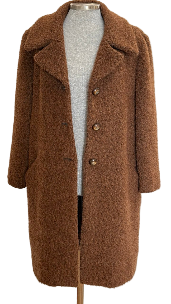 Abrigo lana y alpaca canela vintage Alba Conde • Talla L