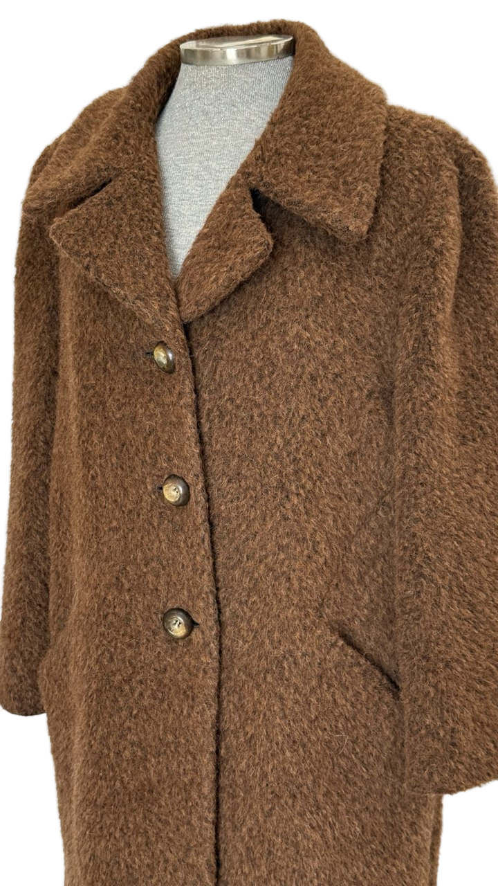 Abrigo lana y alpaca canela vintage Alba Conde • Talla L
