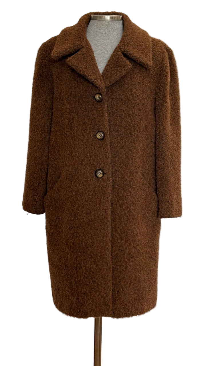Abrigo lana y alpaca canela vintage Alba Conde • Talla L
